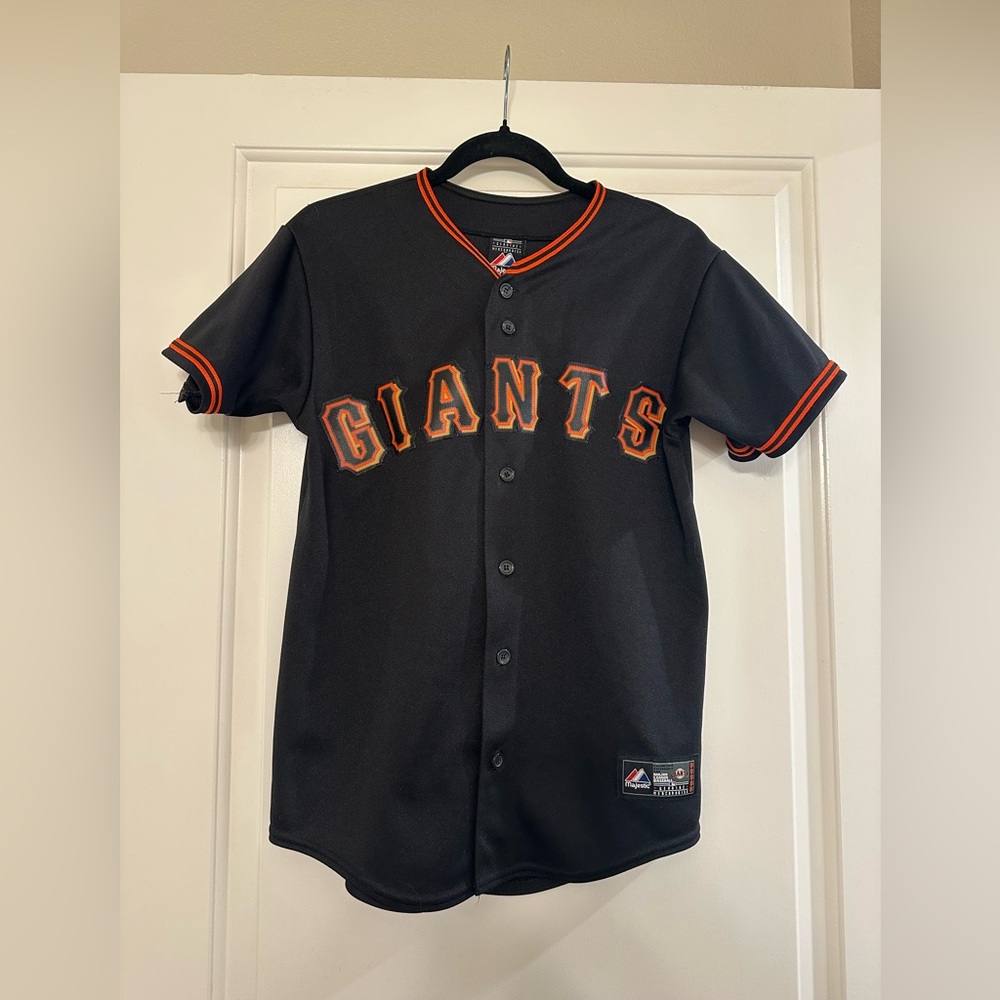 Majestic Black San Francisco Giants Button-Up Jersey with Orange Trim